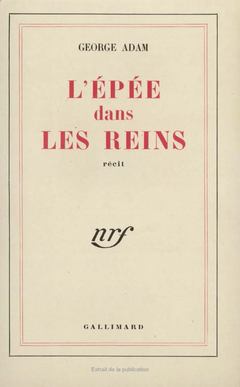 L'Épée dans les reins - George Adam
