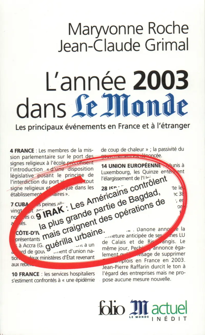 L'Année 2003 dans «Le Monde» - Jean-Claude Grimal - Maryvonne Roche